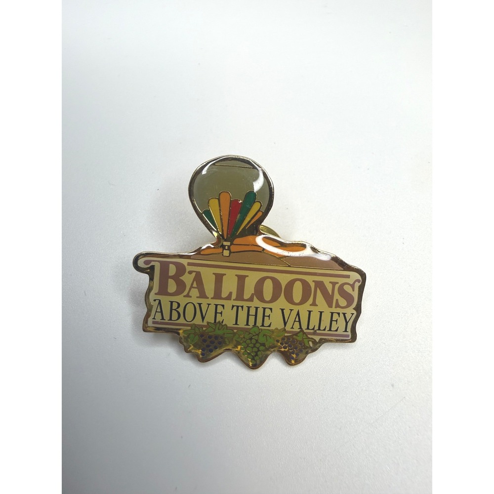 Balloons Above The‎ Valley Napa Enamel Pin Hot Air Balloon Vineyard Gold Tone